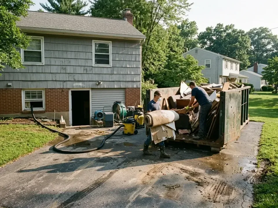 basement-flood-damage-cleanup-006 — specialist at work, 40 Yard Roll-off Dumpster Rentals in Sturgeon Bay