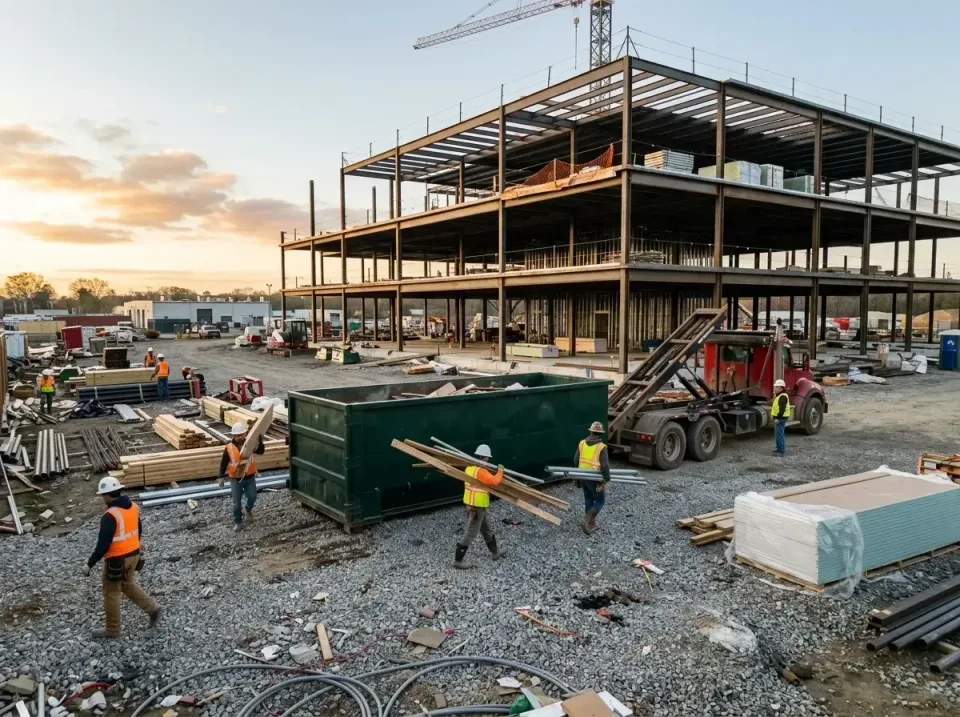 construction-site-dumpster-del-001 — on-site job work, 40 Yard Roll-off Dumpster Rentals in Sturgeon Bay